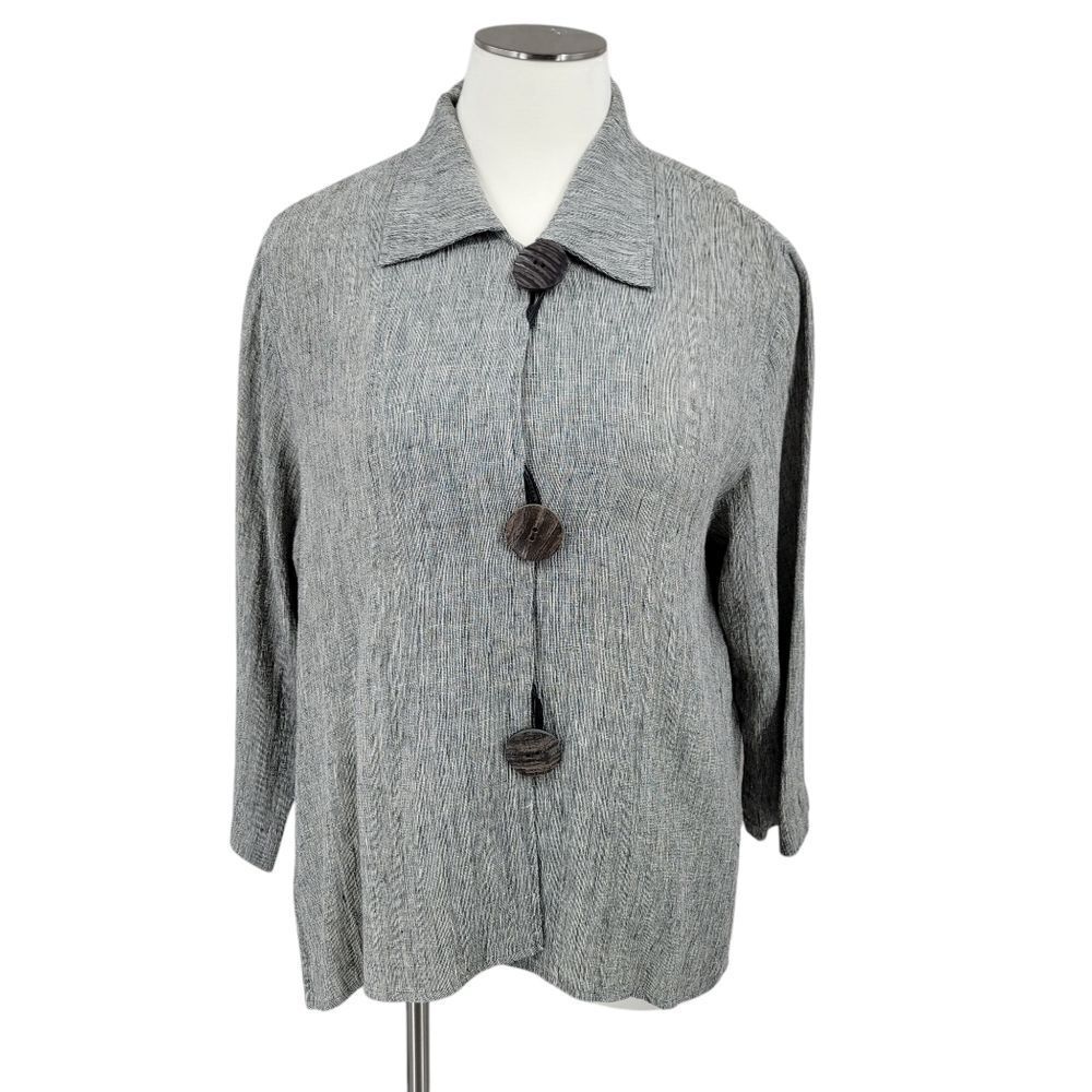 Caroline Rose Linen Poetry Arsty Top Blouse Women's Plus Size 1X Vintage